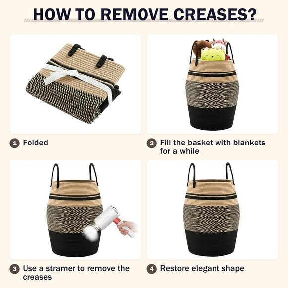 105L Extra Large Laundry Hamper Basket, Woven Tall Clothes Hamper for Storage Bl - Picture 7 of 8